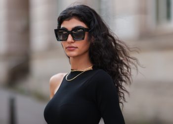 HAMBURG, GERMANY - JULY 27: Soulin Omar wearing black Mango top, black Celine shades and Christ jewelry on July 27, 2021 in Hamburg, Germany. (Footage by Photographer/Getty Images) (Photo by Jeremy Moeller/Getty Images)