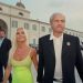 Italian fashion designers Gianni Versace (1946-1997) and Donatella Versace attend the Pavarotti and Friends for War Child benefit concert at Parco Novi Sad in Modena, Italy on 8th June 1996. (Photo by Brian Rasic/Getty Images)